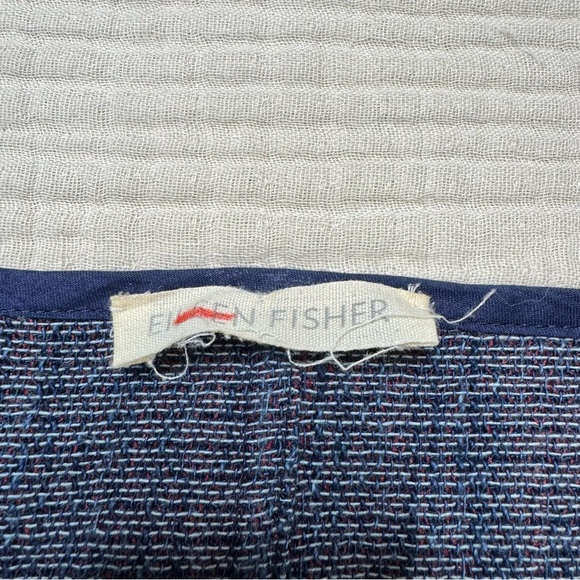 Eileen Fisher Blue open front kimono jacket round neck textured - Picture 5 of 8